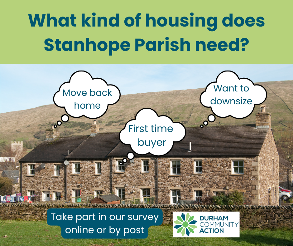 Photo of building highlighting the need to complete a housing needs survey for Stanhope area 